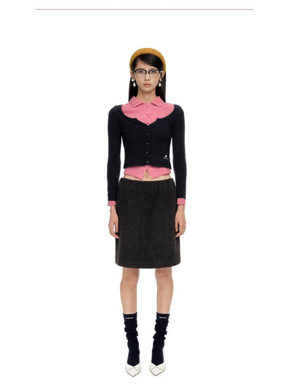 Round-Neck Fitted Wool-Blend Knit Cardigans