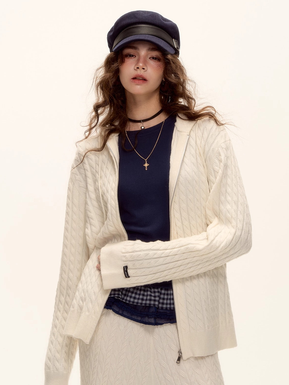 Tencel Wool Plaid Patchwork T-Shirt