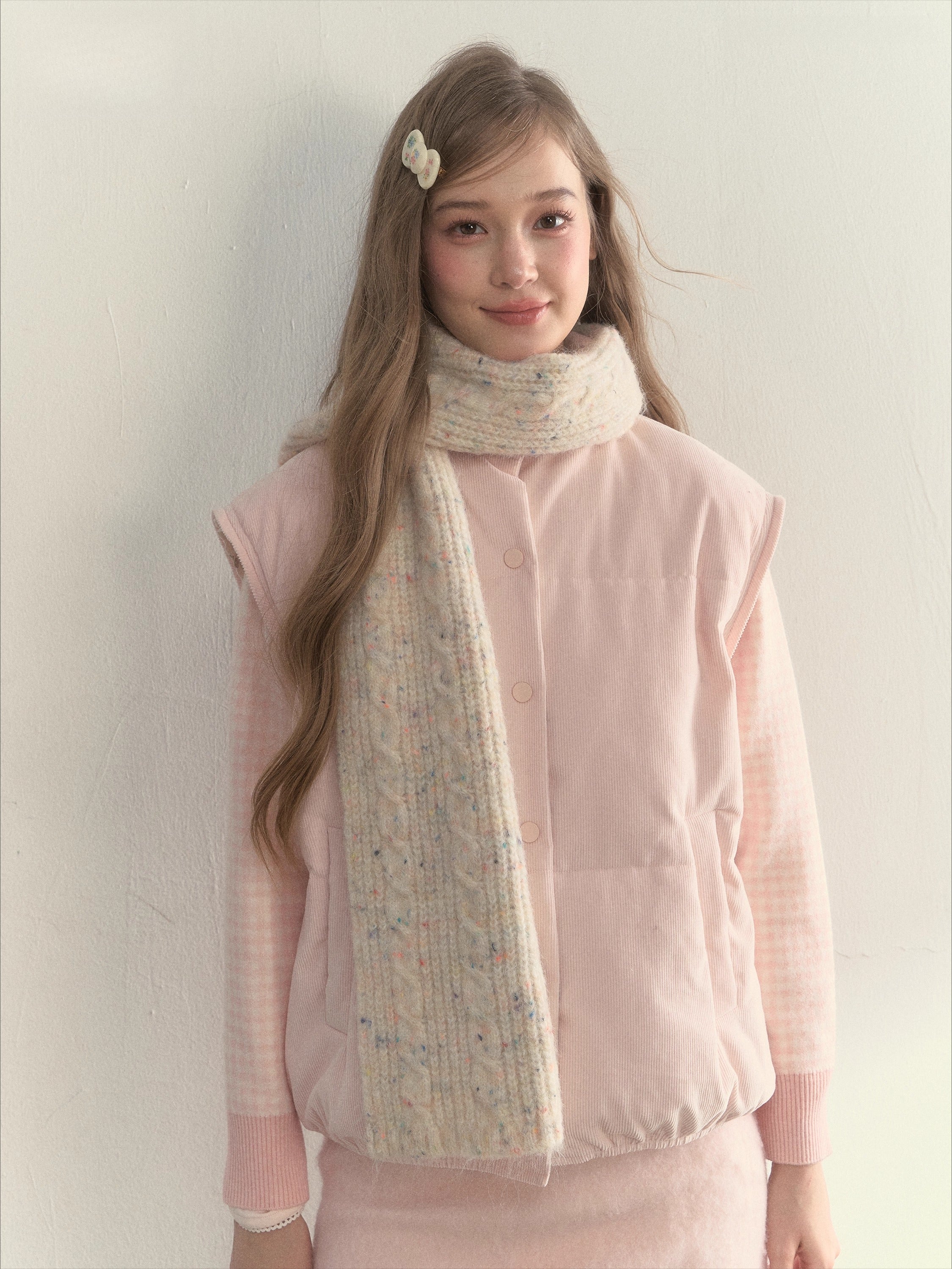 Twist-Knit Speckled Vintage Long Warm Style Wool Scarf