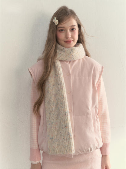 Twist-Knit Speckled Vintage Long Warm Style Wool Scarf