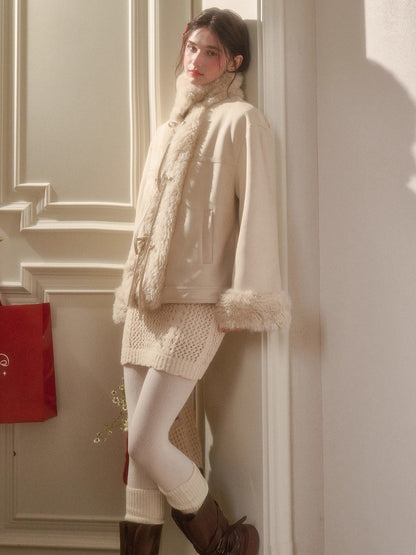 Travel Plan Shearling Fleece-Lined Stand Collar Jacket