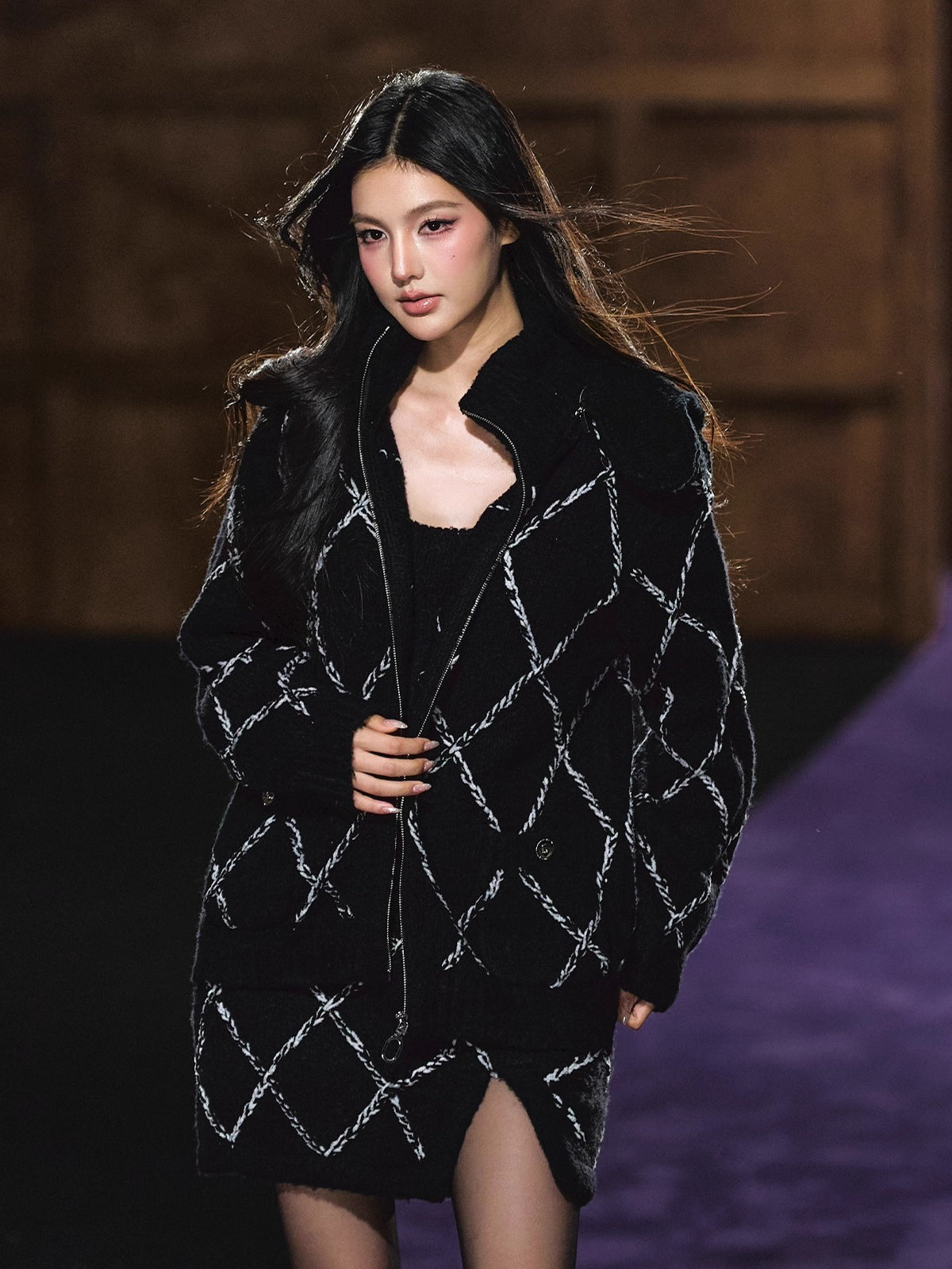 Wool-Blend Textured Hooded Cardigan &amp; Dress Set