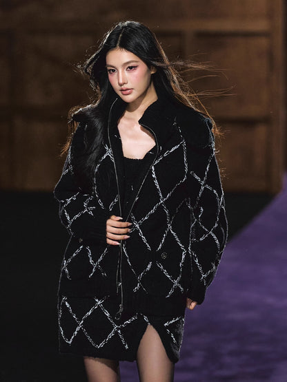 Wool-Blend Textured Hooded Cardigan &amp; Dress Set