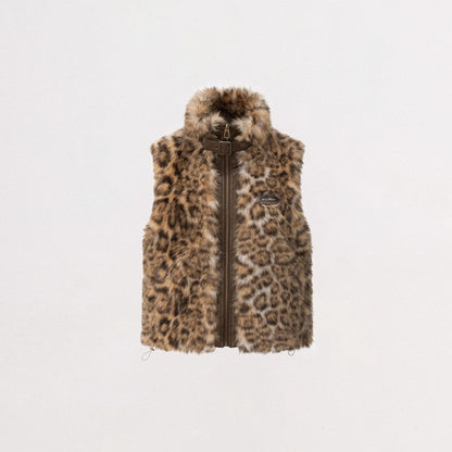 Faux-Fur Panel Vintage Sleeveless Vest