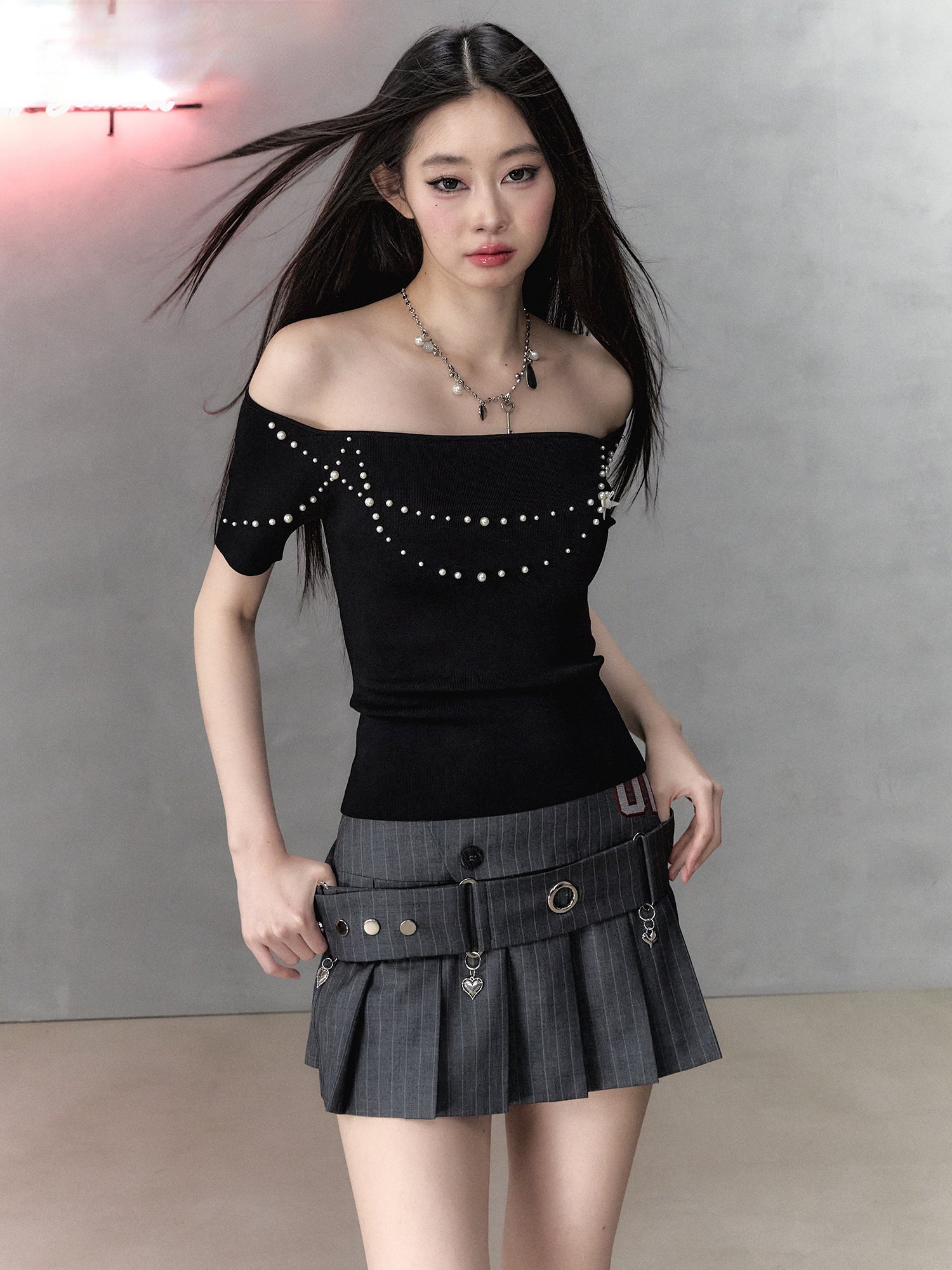 Pleated Sporty Mini Skirt