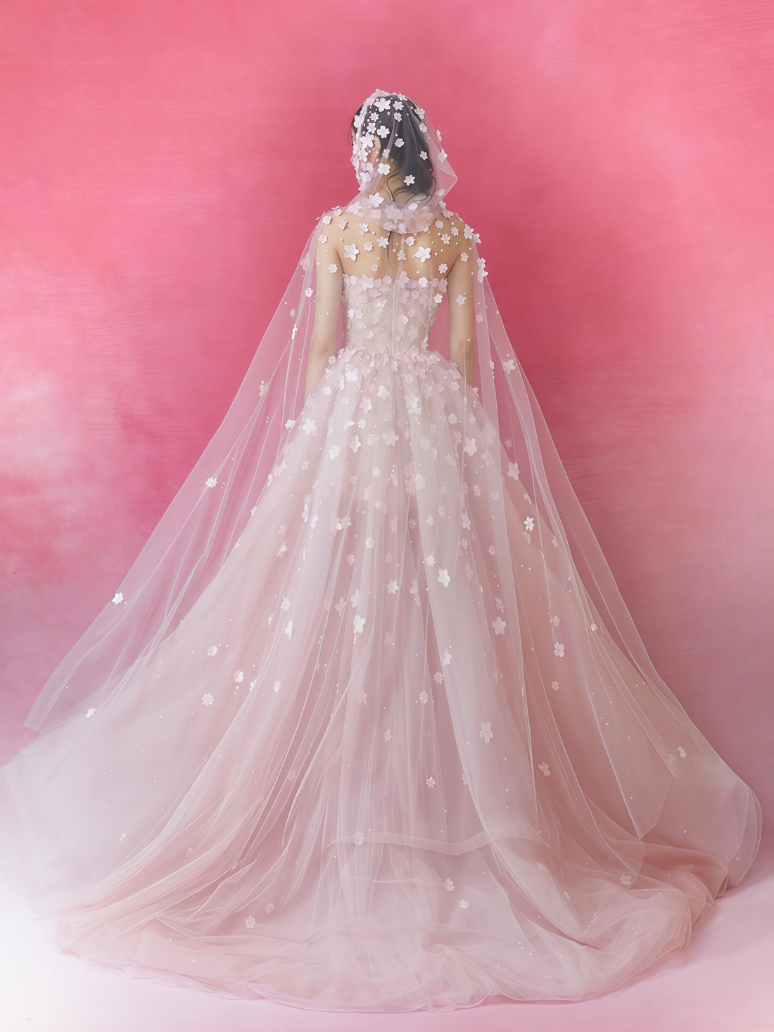Blossom Veil Embellished Tulle Ball Gown