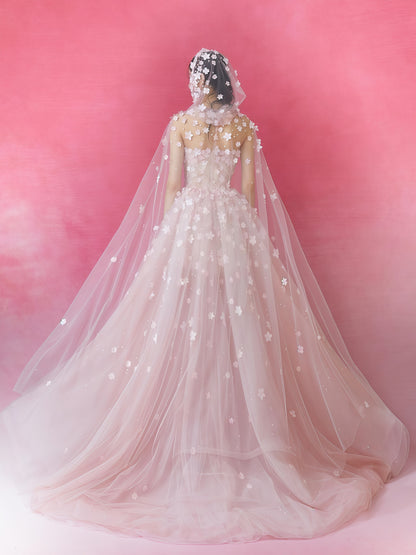 Blossom Veil Embellished Tulle Ball Gown