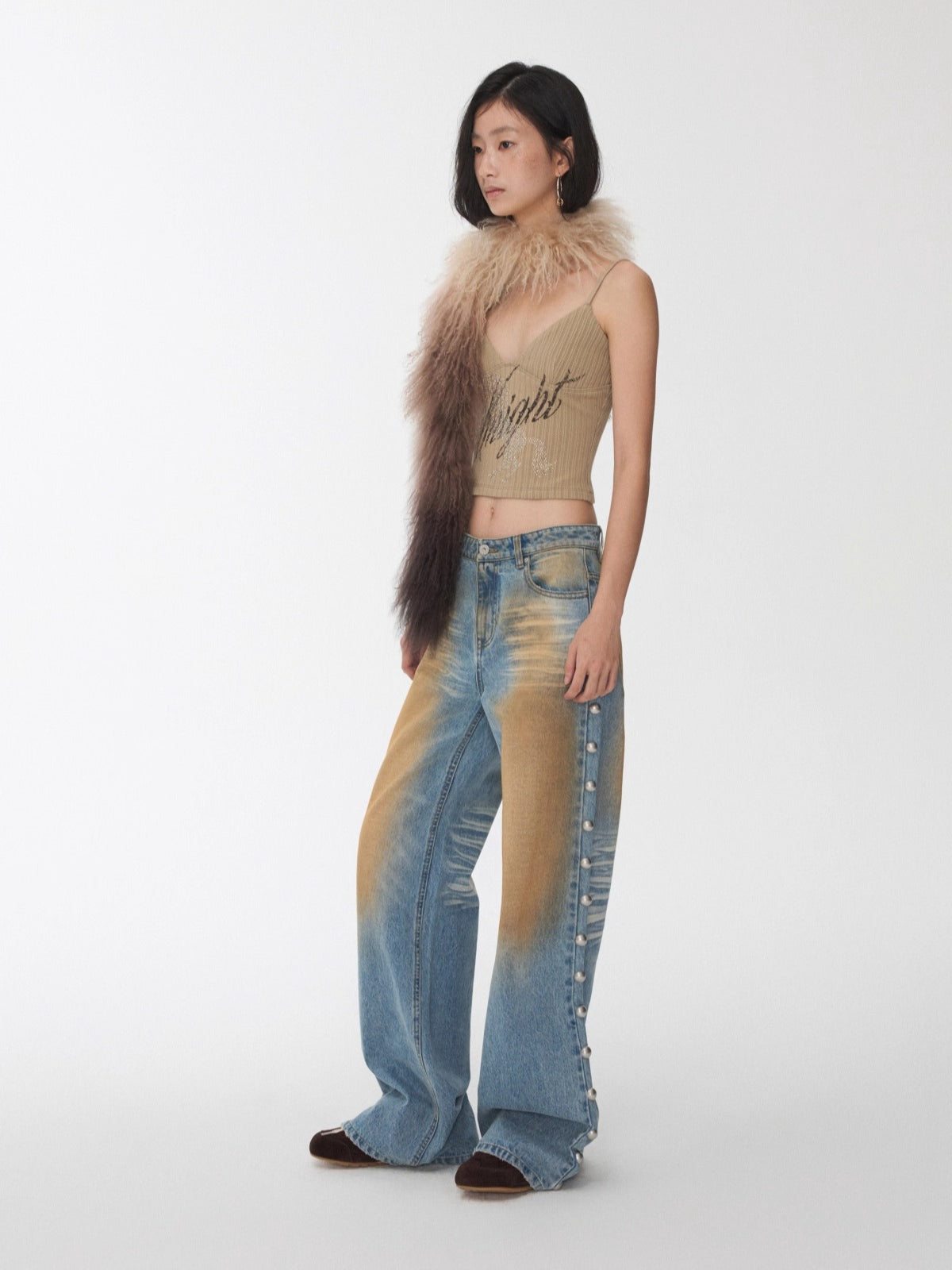 Knight Horse Rhinestone Cable-Knit Camisole