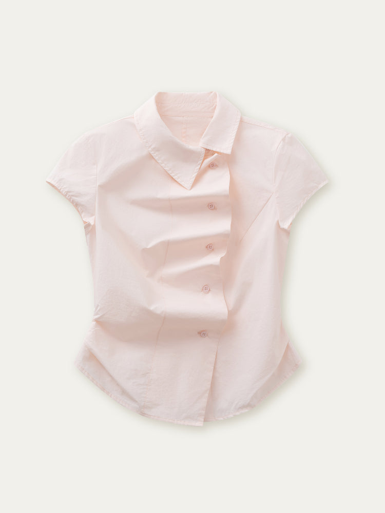 Pink Pleated Lace Shirt
