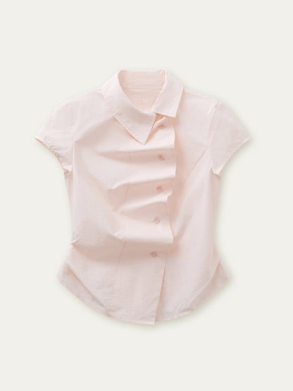 Pink Pleated Lace Shirt