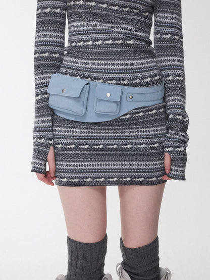 Vintage Suede Multi-Pocket Utility Waist Bag