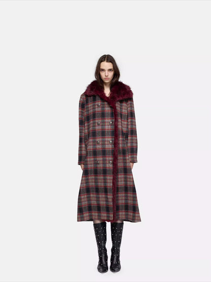 Detachable Fur Collar Wool-Blend Coat