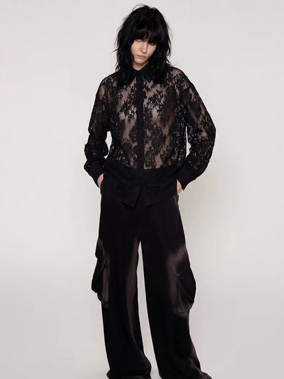 Lace-Detail Oversized Silhouette Shirt