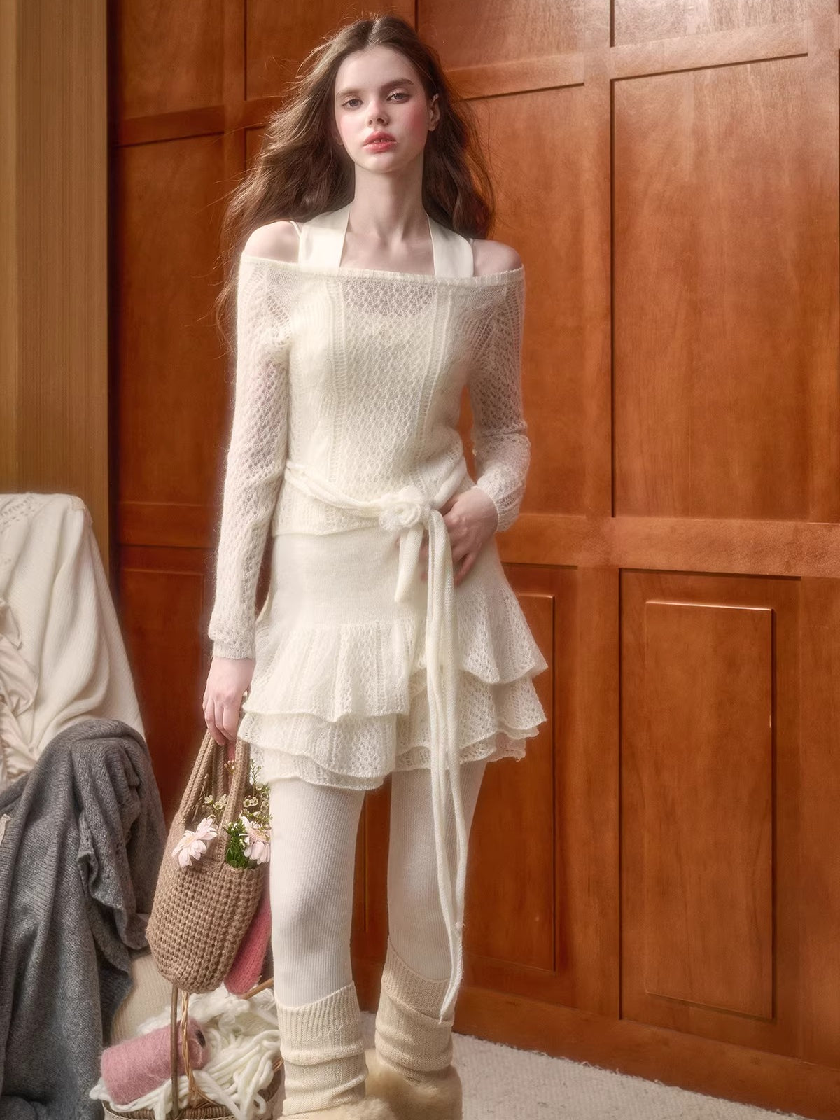 Mohair Wool-Blend Cloud Knit Set