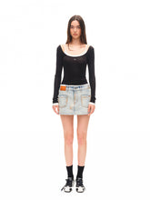 Washed Folded Low-waist Pencil Skirt - CHINASQUAD
