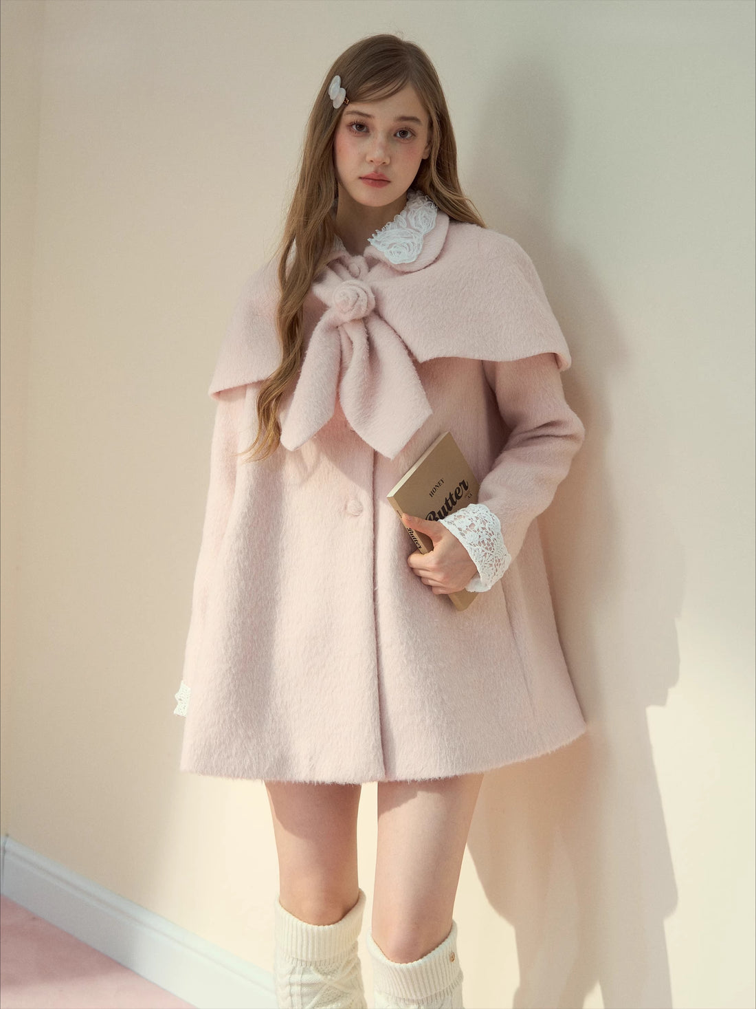 Rose Cape Wool-Blend Coat