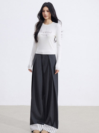 Embellished Soft Knit Long Sleeve T-Shirt