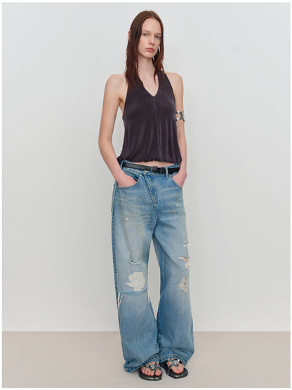 U-Shaped Bud Halter Tank Top