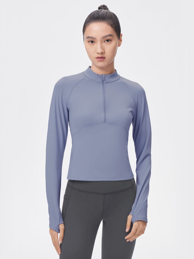 Quick-dry Half-zip Sport Long Sleeve T-shirt