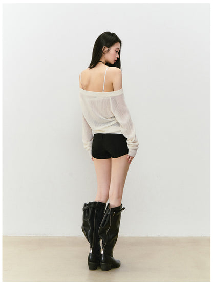 Knitted Floral Convertible Hollow-out Coat - CHINASQUAD