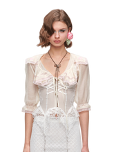 Contrast Ruffle Sailor Collar Chiffon Cropped Cardigan 1Jinn Studio