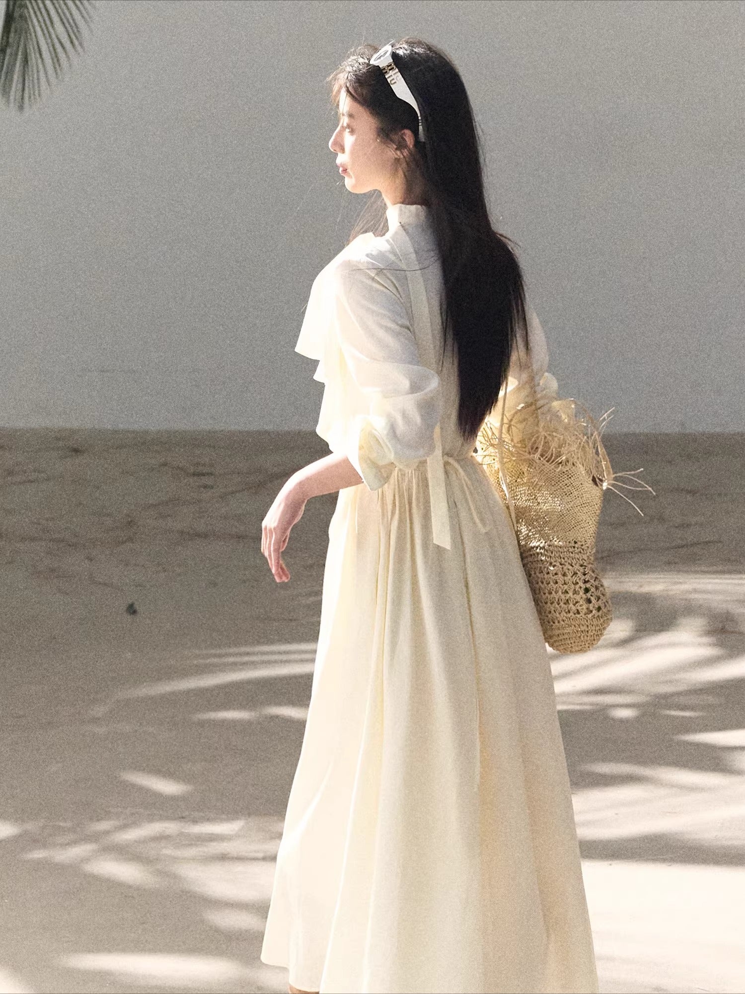 Ribbon Waist-Cinched Maxi Dress