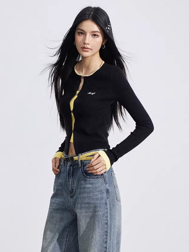 Contrast Layered Knit Slim Base Layer