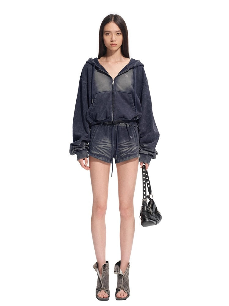 &quot;Feria Series&quot; Volcano Distressed Hand-Sanded Whisker Shorts