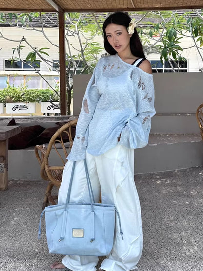 Washed Ripped Balloon-Fit Denim Jeans