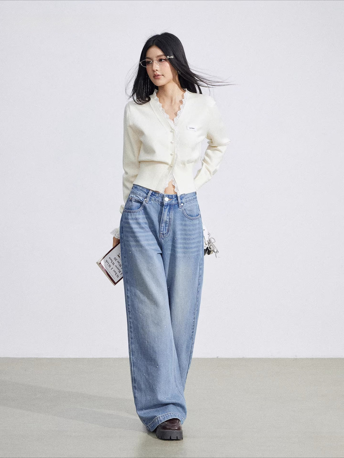 Lace Panel Knit Cardigan