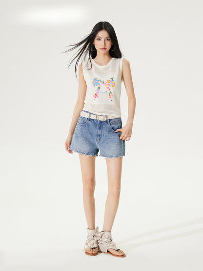 Bowknot Hollow Out Tencel Tank Top - CHINASQUAD