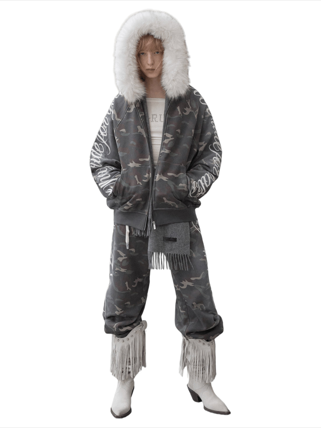 Faux-Fur Hooded Sweatshirt &amp; Sweatpants Set