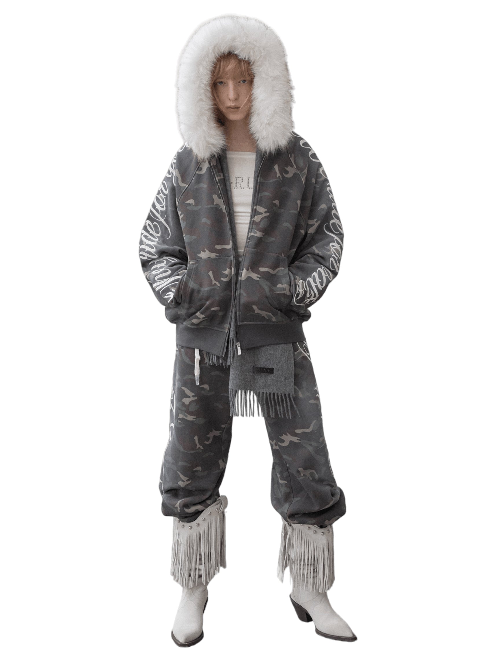 Faux-Fur Hooded Sweatshirt &amp; Sweatpants Set
