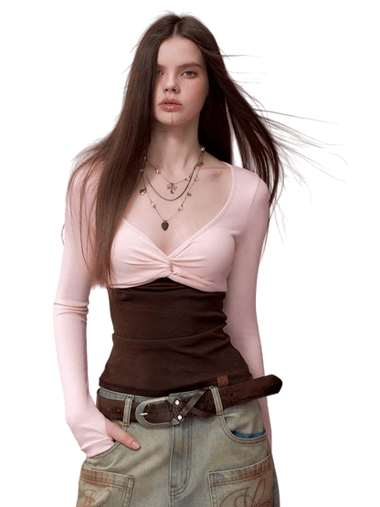 Tube-Top Slim-Fit Long Sleeve T-Shirt