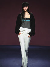 Colorblock Bustier Top & Relaxed Wool-Blend Knit Cardigan Set - CHINASQUAD