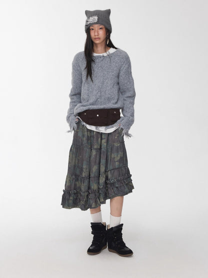 Wool-Blend Textured Oversize Sweater