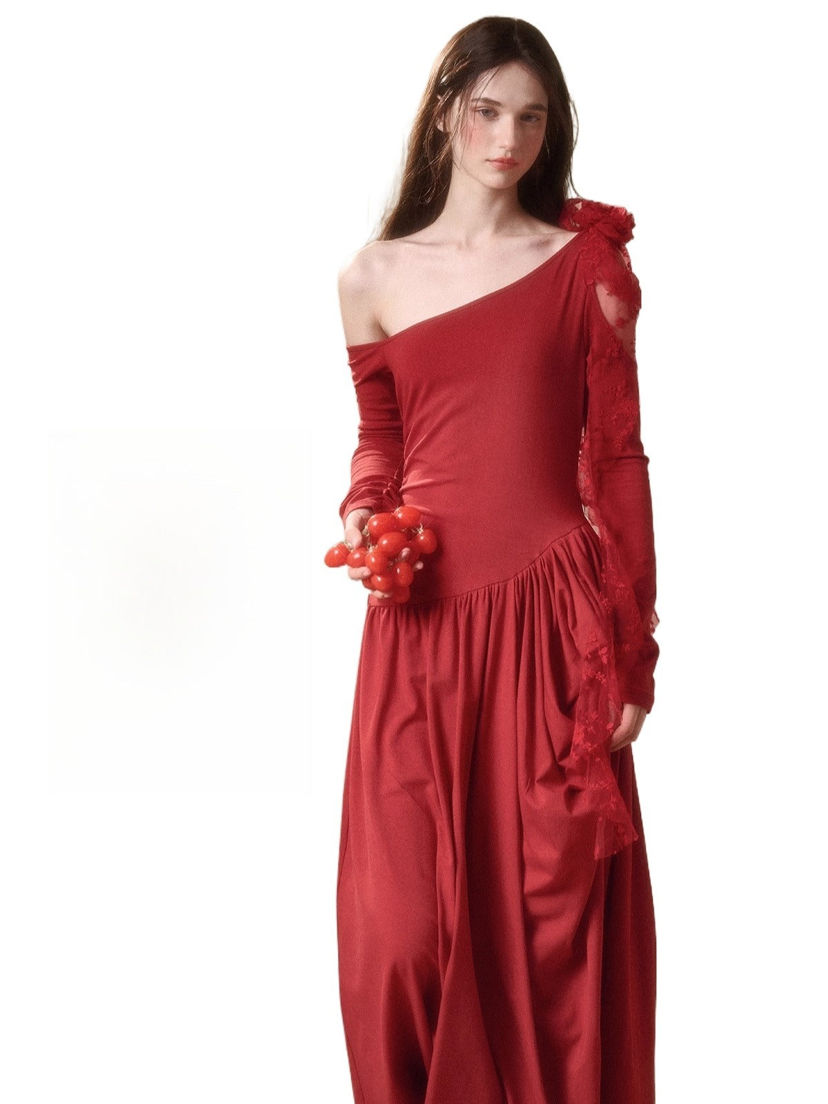 Berry Glaze Off-Shoulder Knit Maxi Dress