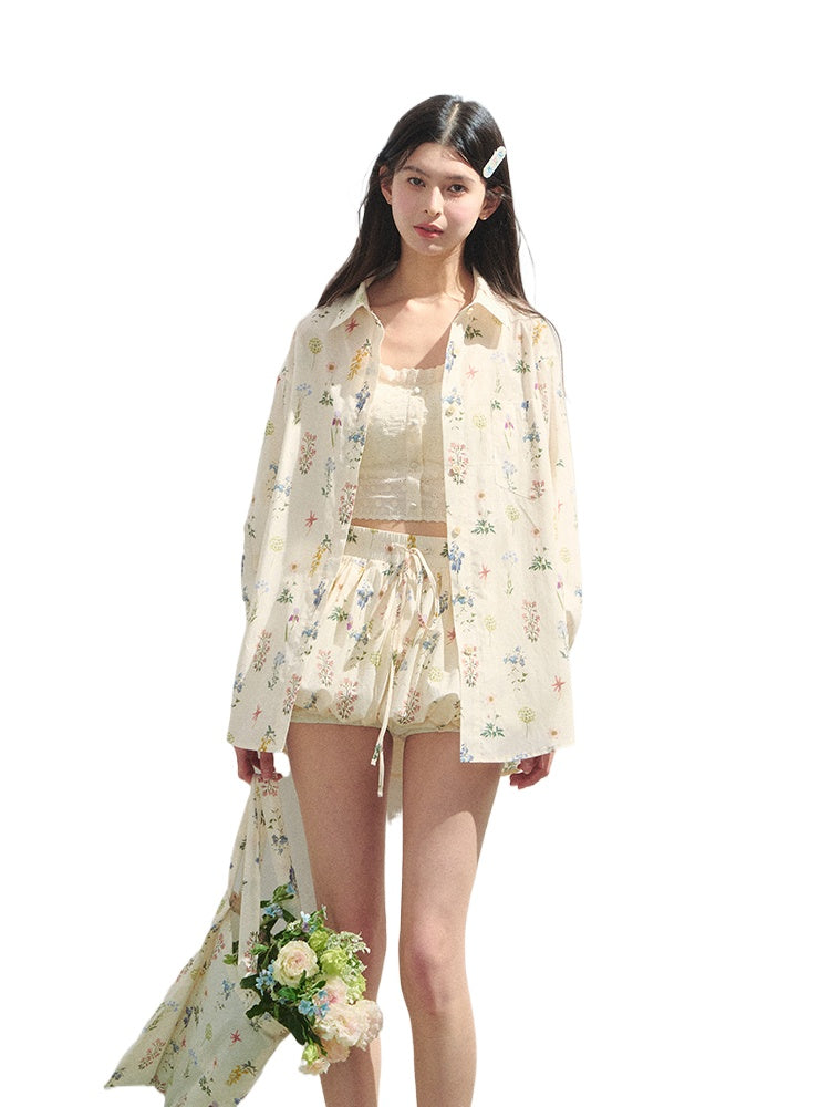 Floral Print Vacation Vibe Shirt &amp; Skirt Set