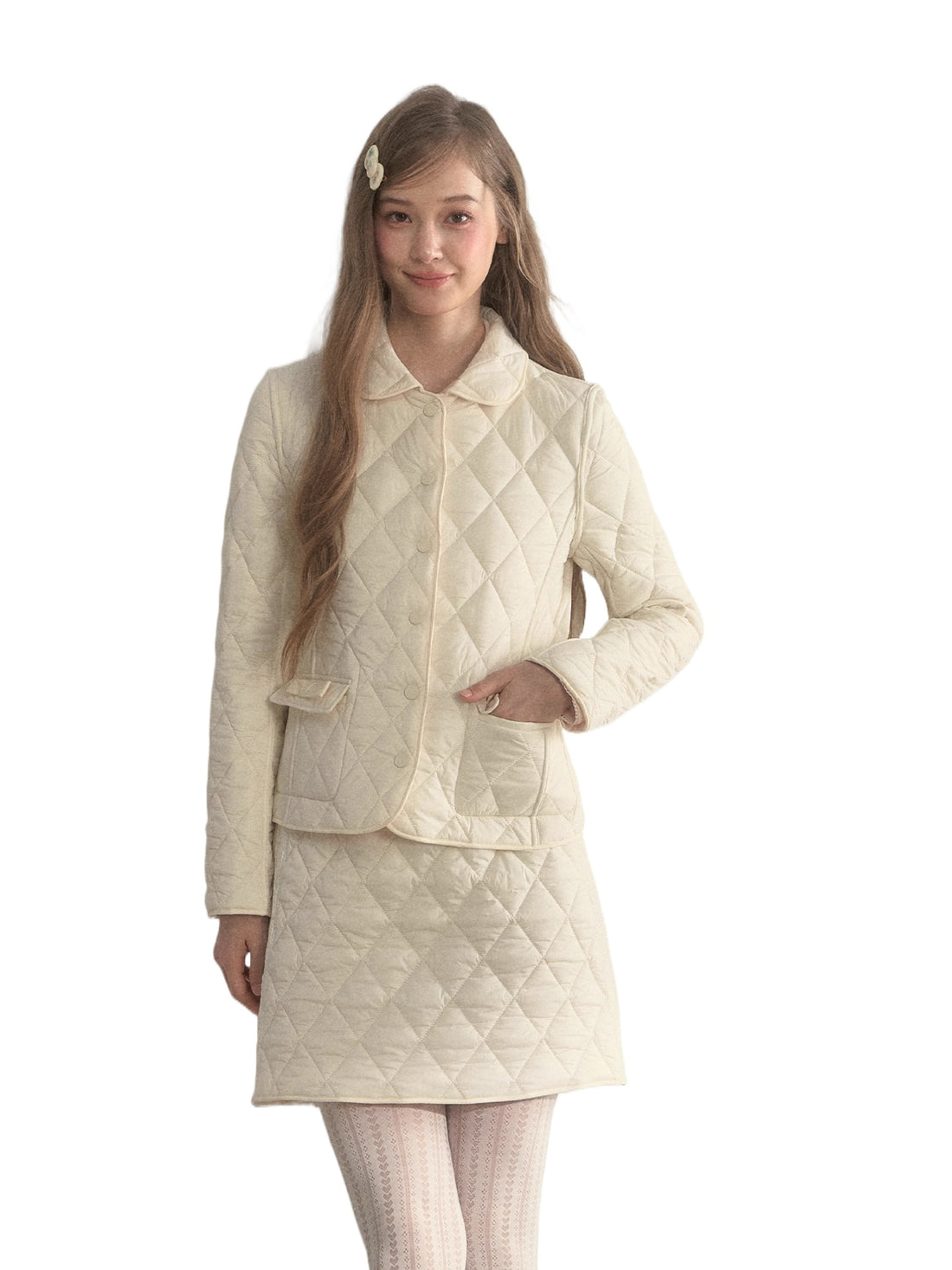 Reversible Quilted Doll Collar Jacket &amp; Skirt Set