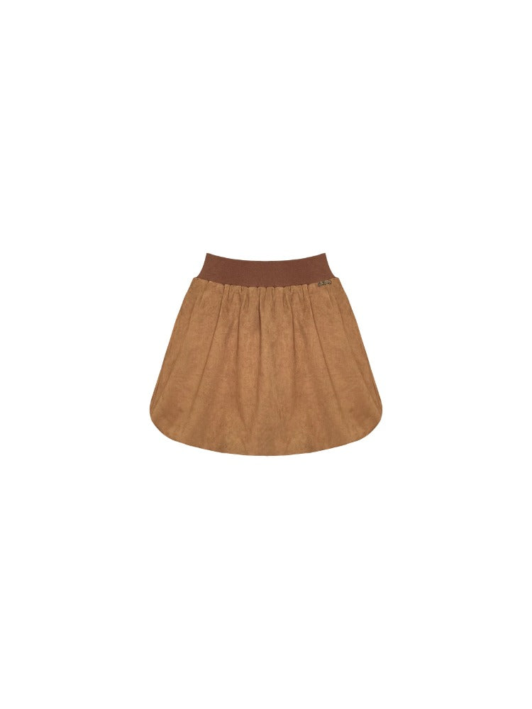 Suede Pleated Bubble Skirt