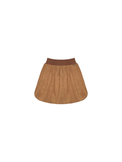 Suede Pleated Bubble Skirt