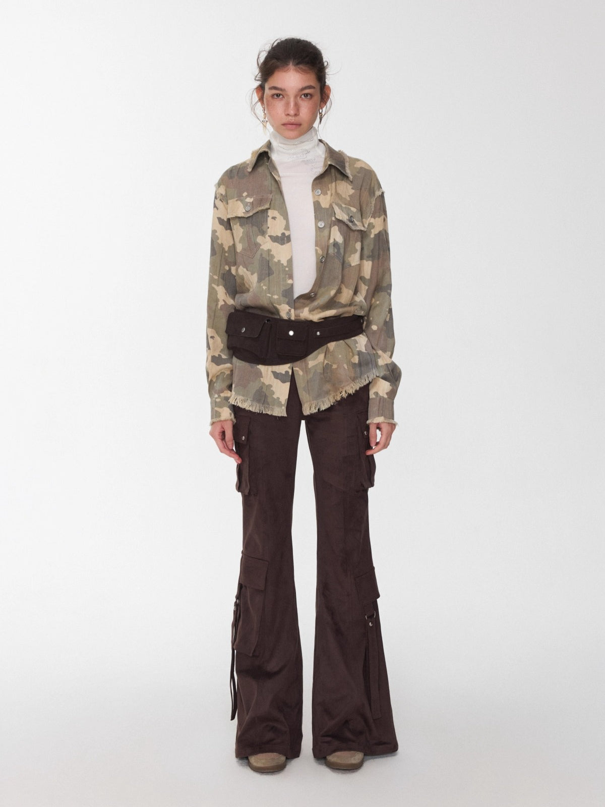 Vintage Camo Raw-Edge Tailored Shirt