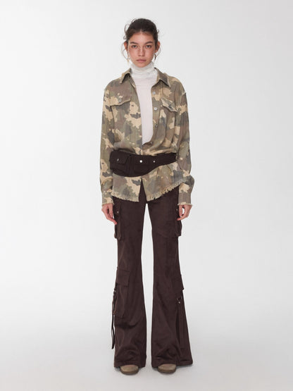 Vintage Camo Raw-Edge Tailored Shirt