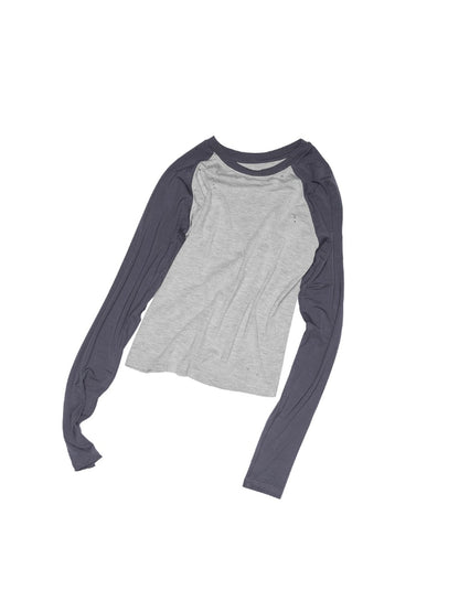 Printed Ripped Color-Block Crew Neck T-shirt
