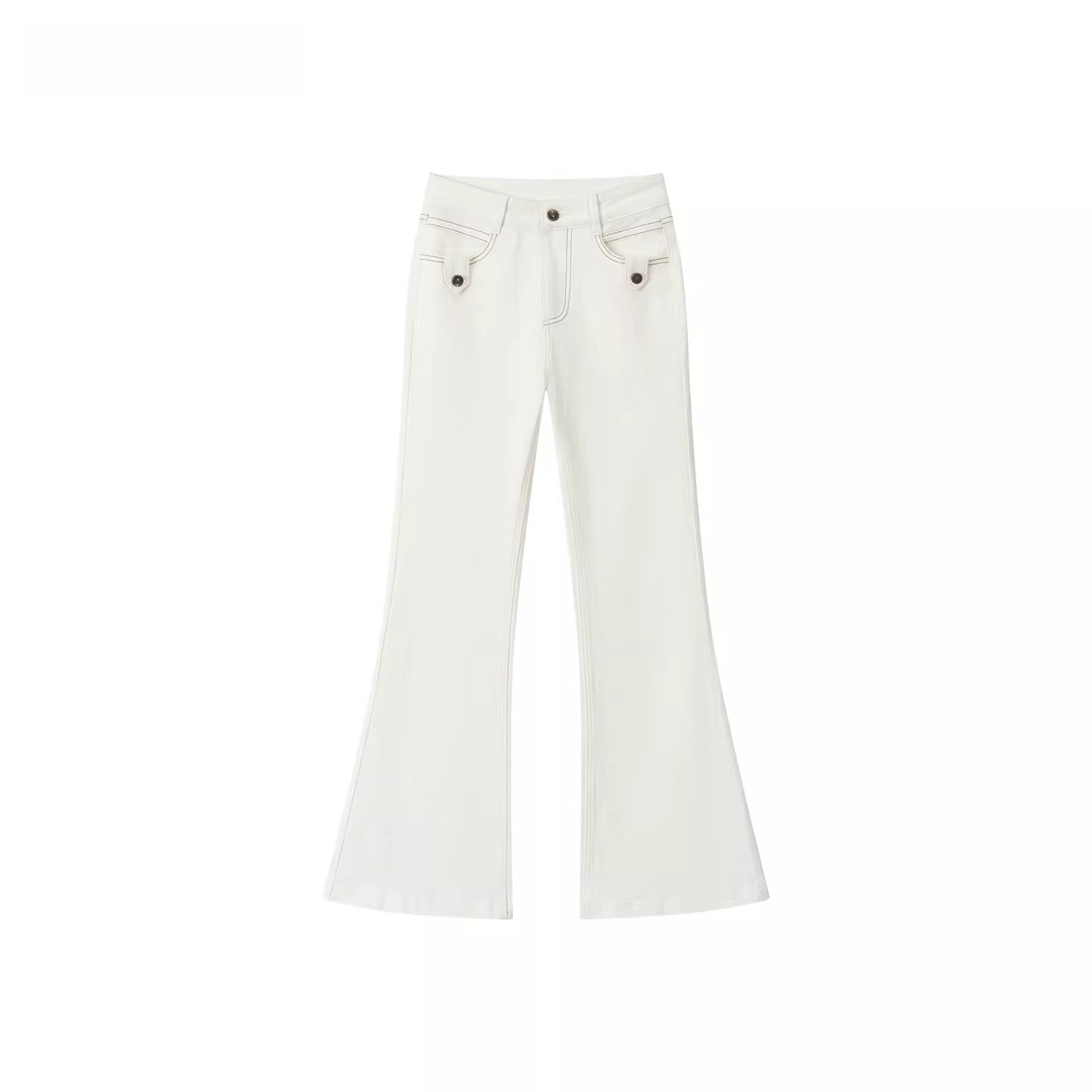 Slim Fit Bamboo-Texture Flared Denim Pants