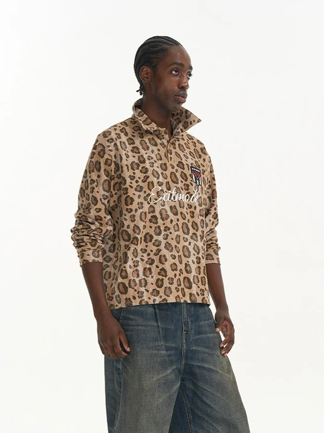 Leopard Print Sport Polo Shirt