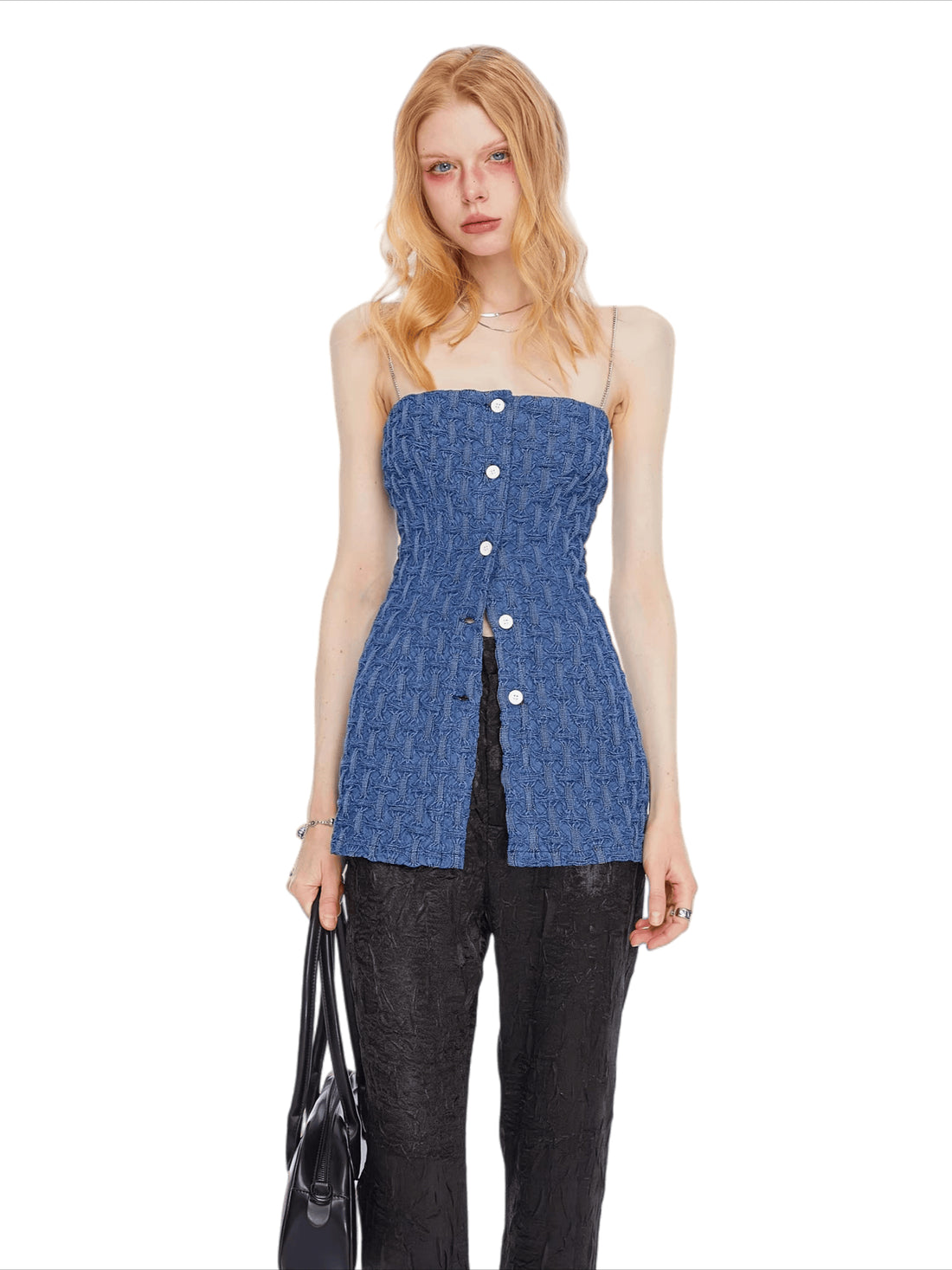 Vintage Ruched Denim Bandeau Camisole