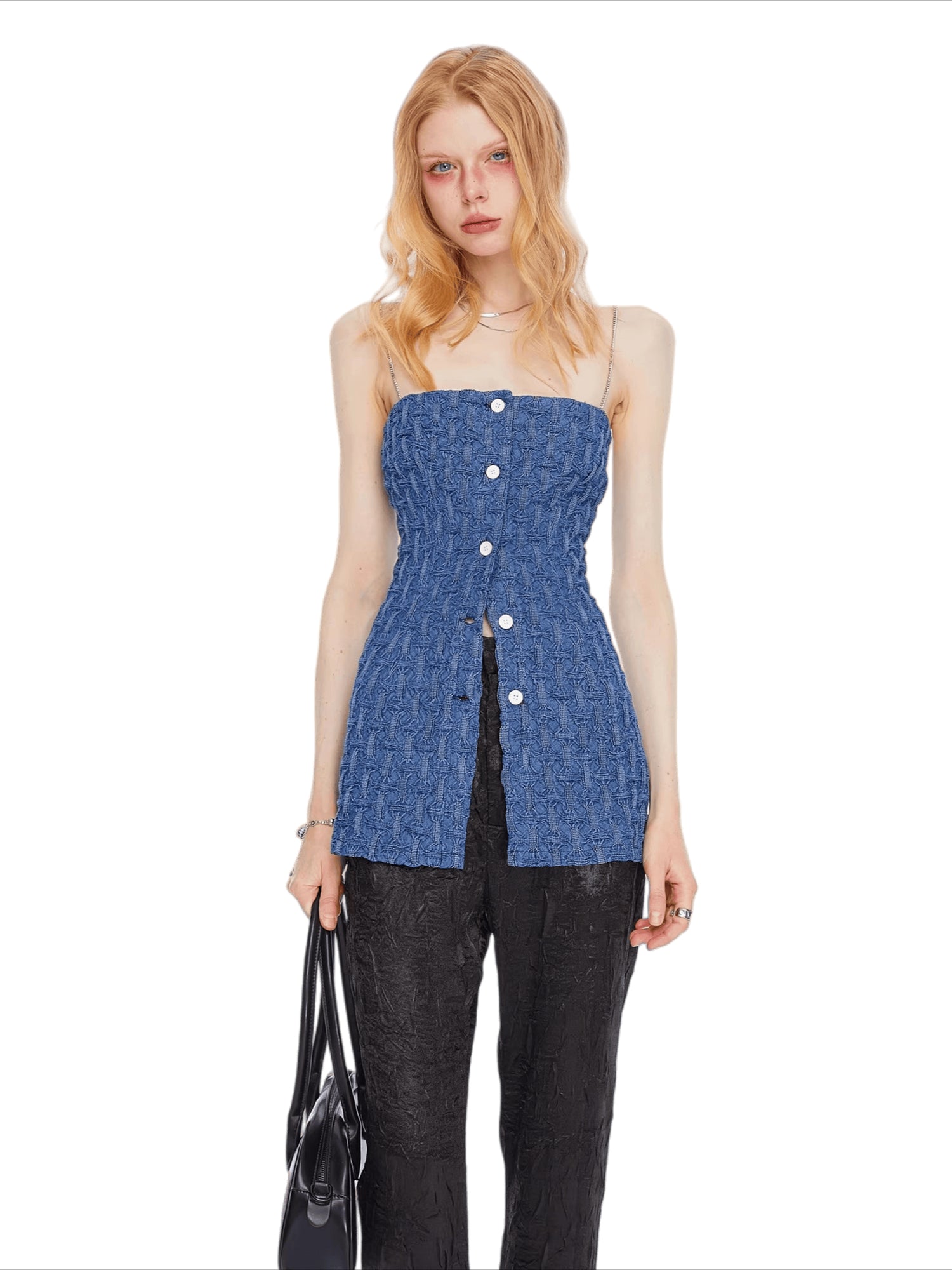 Vintage Ruched Denim Bandeau Camisole