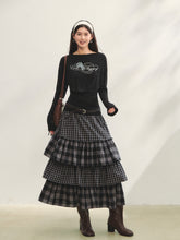 Plaid Patchwork Lace Waist Layered Cake Skirt - CHINASQUAD