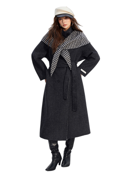 Plaid Wool-Blend Double-Faced Coat